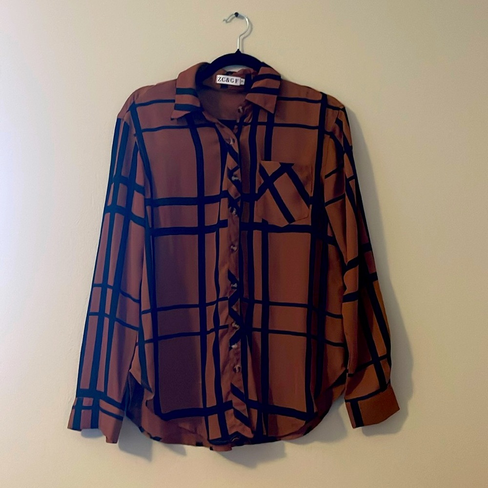 Women's Long Sleeve V-Neck Stripes Casual Blouses Pocket Button Down Shirt Tops